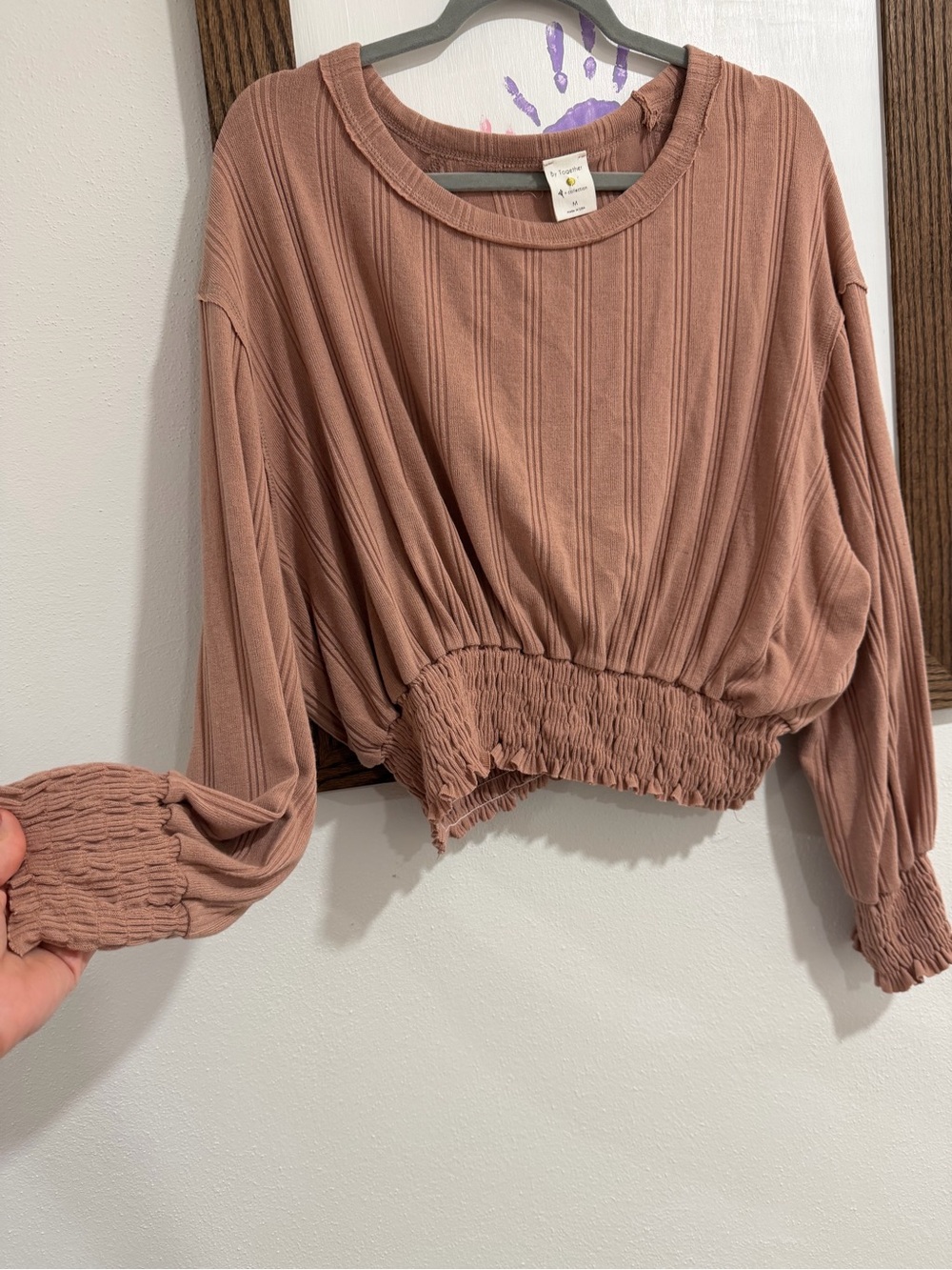 By Together Cropped Ribbed Sweatshirt - Dusty Mauve
